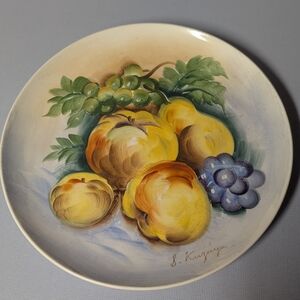 Vintage S Kuzuya Hand Painted Fruit Plates Set 3 9in Japan Cottage Decor
